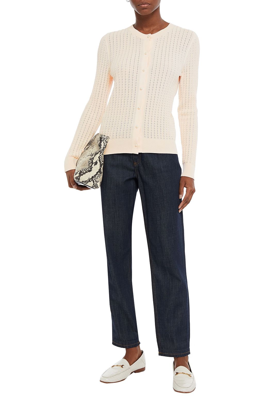 CAROLINA HERRERA Ribbed silk and cotton-blend cardigan