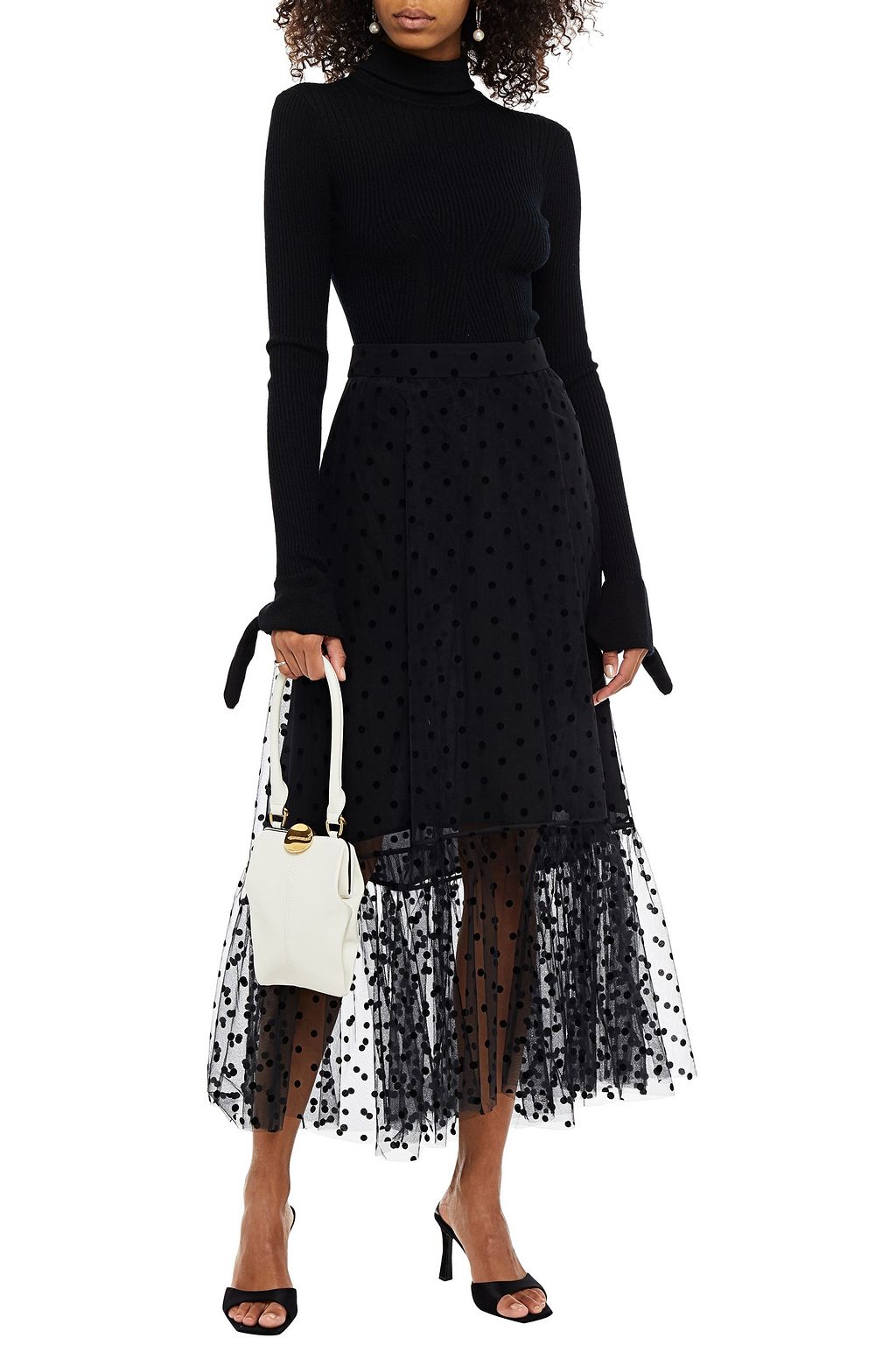CAROLINA HERRERA Metallic ribbed-knit turtleneck sweater