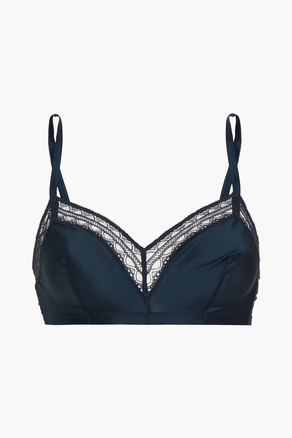 ERES Lace-trimmed stretch-satin soft-cup bra