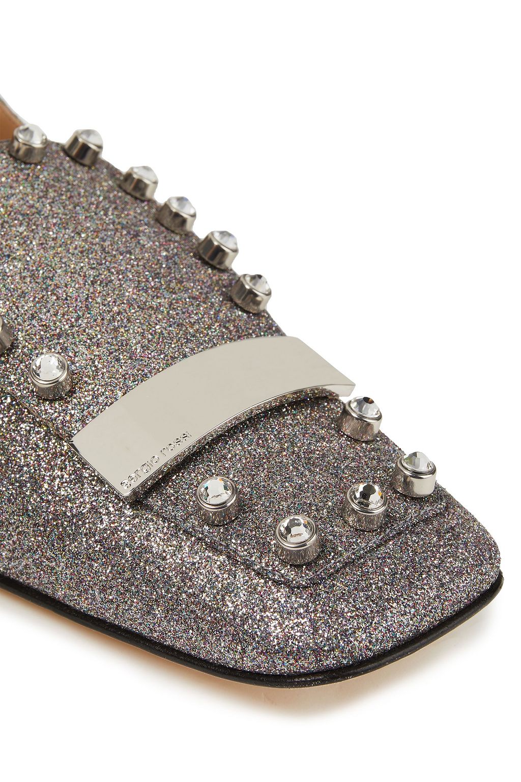 SERGIO ROSSI sr 1 glittered woven collapsible-heel loafers
