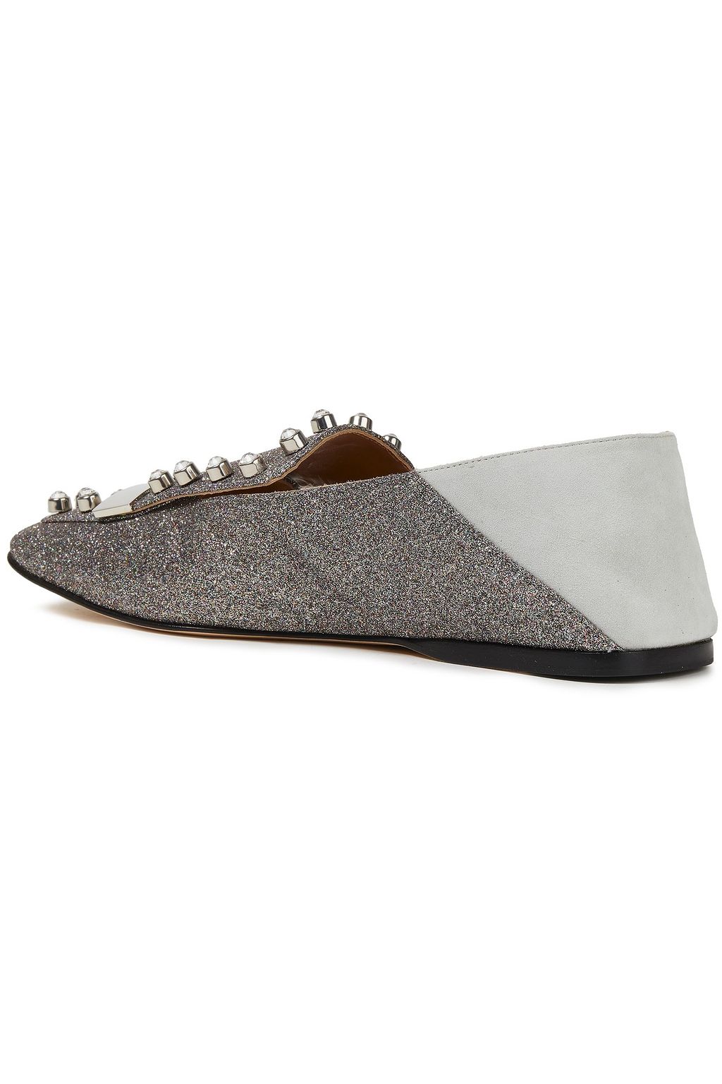 SERGIO ROSSI sr 1 glittered woven collapsible-heel loafers
