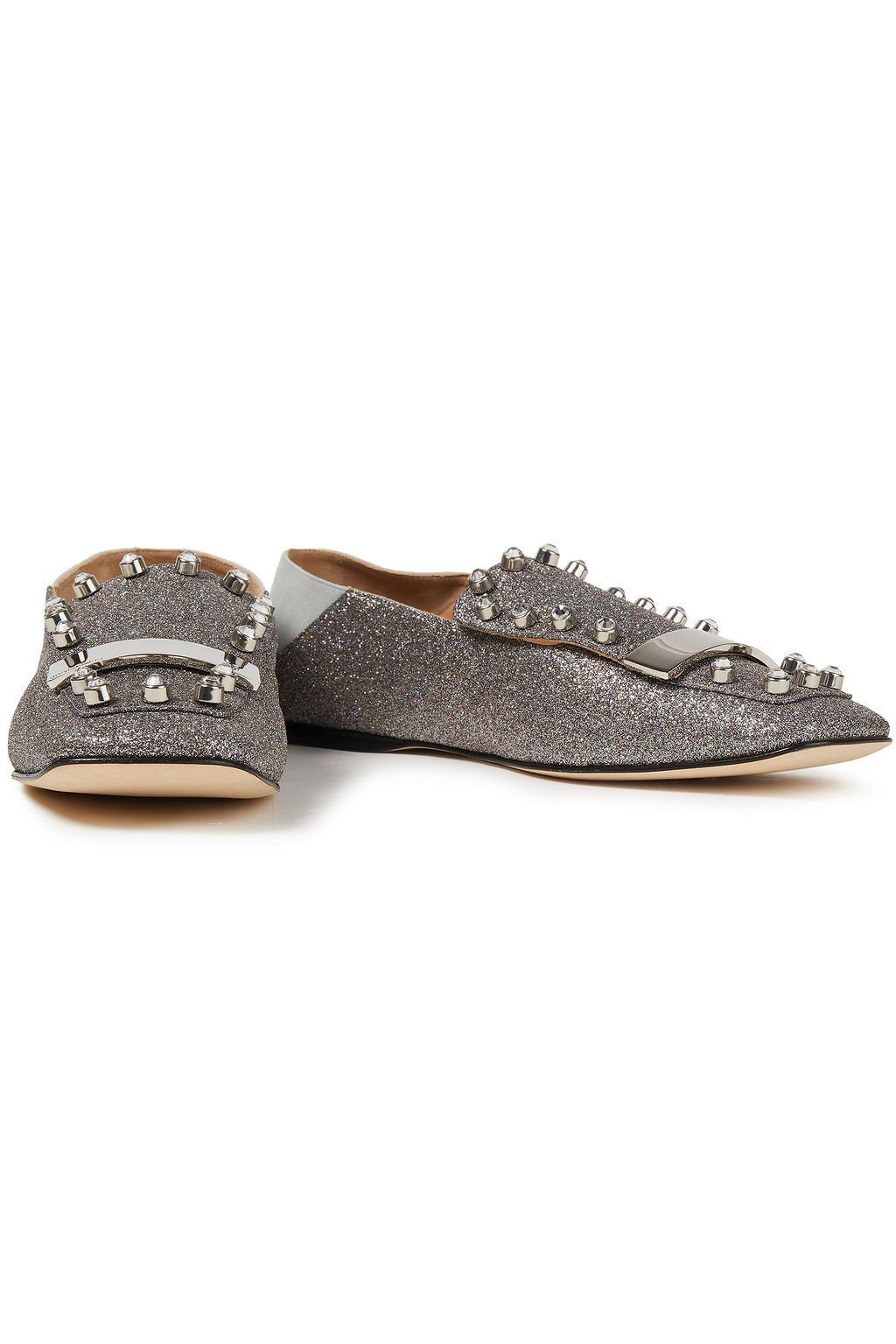 SERGIO ROSSI sr 1 glittered woven collapsible-heel loafers