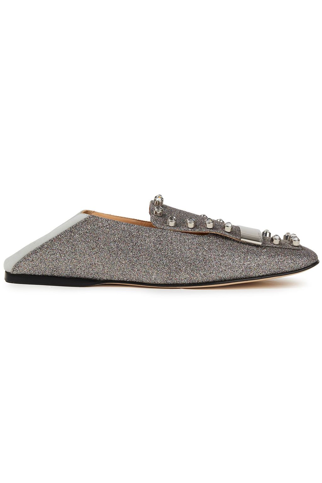 SERGIO ROSSI sr 1 glittered woven collapsible-heel loafers
