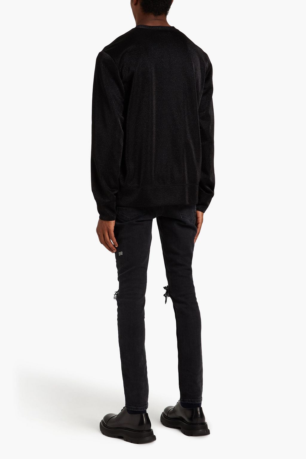 MCQUEEN Appliquéd metallic jersey sweatshirt