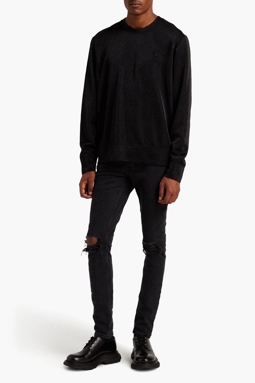 MCQUEEN Appliquéd metallic jersey sweatshirt