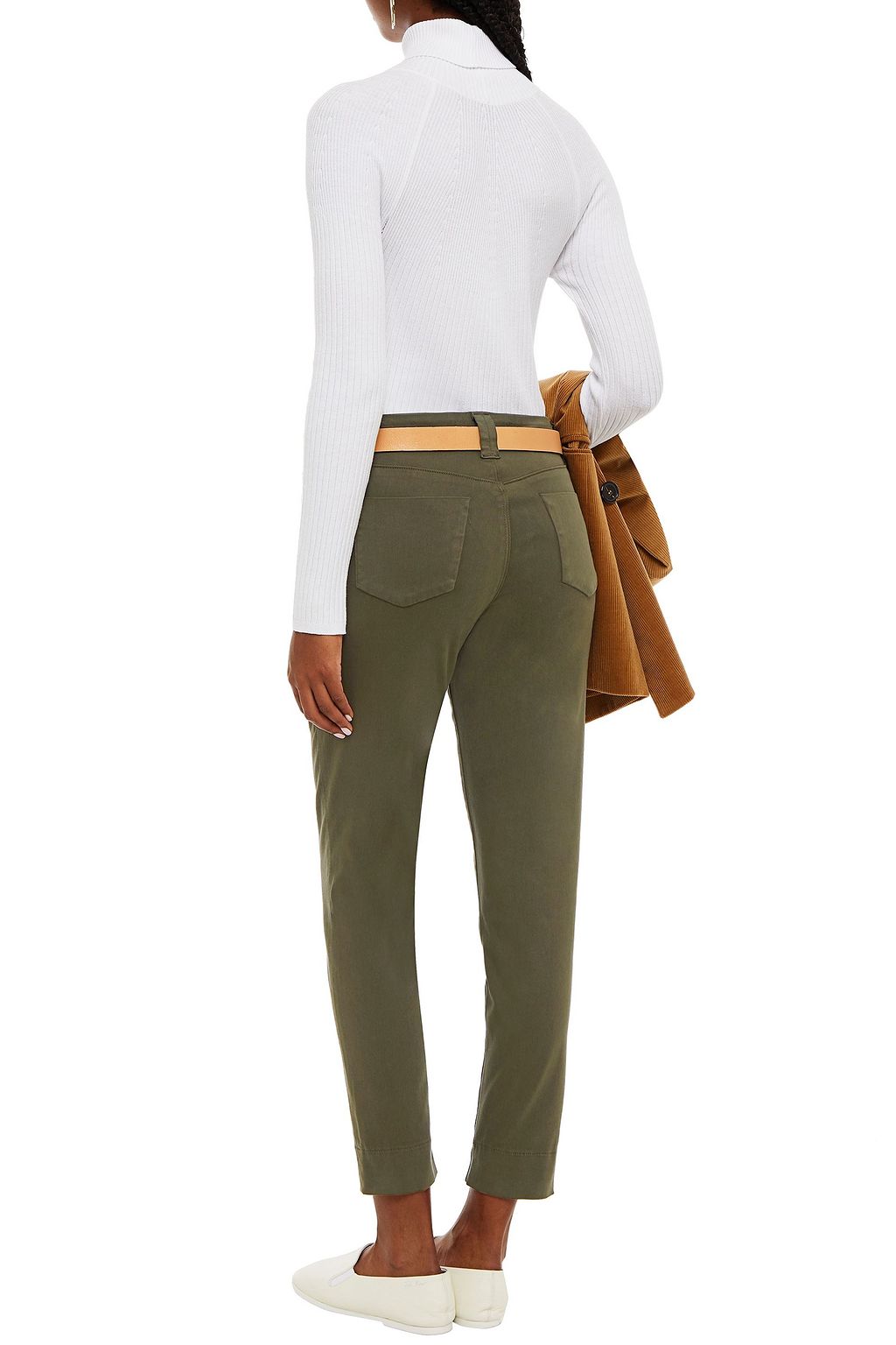 J BRAND Cropped cotton-blend sateen slim-leg pants