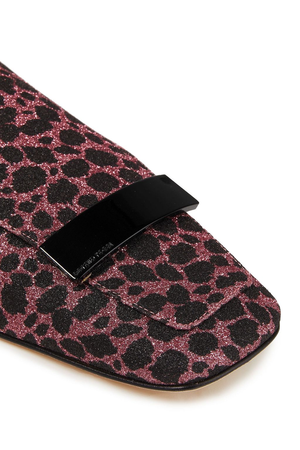 SERGIO ROSSI sr1 metallic leopard-print woven collapsible-heel loafers
