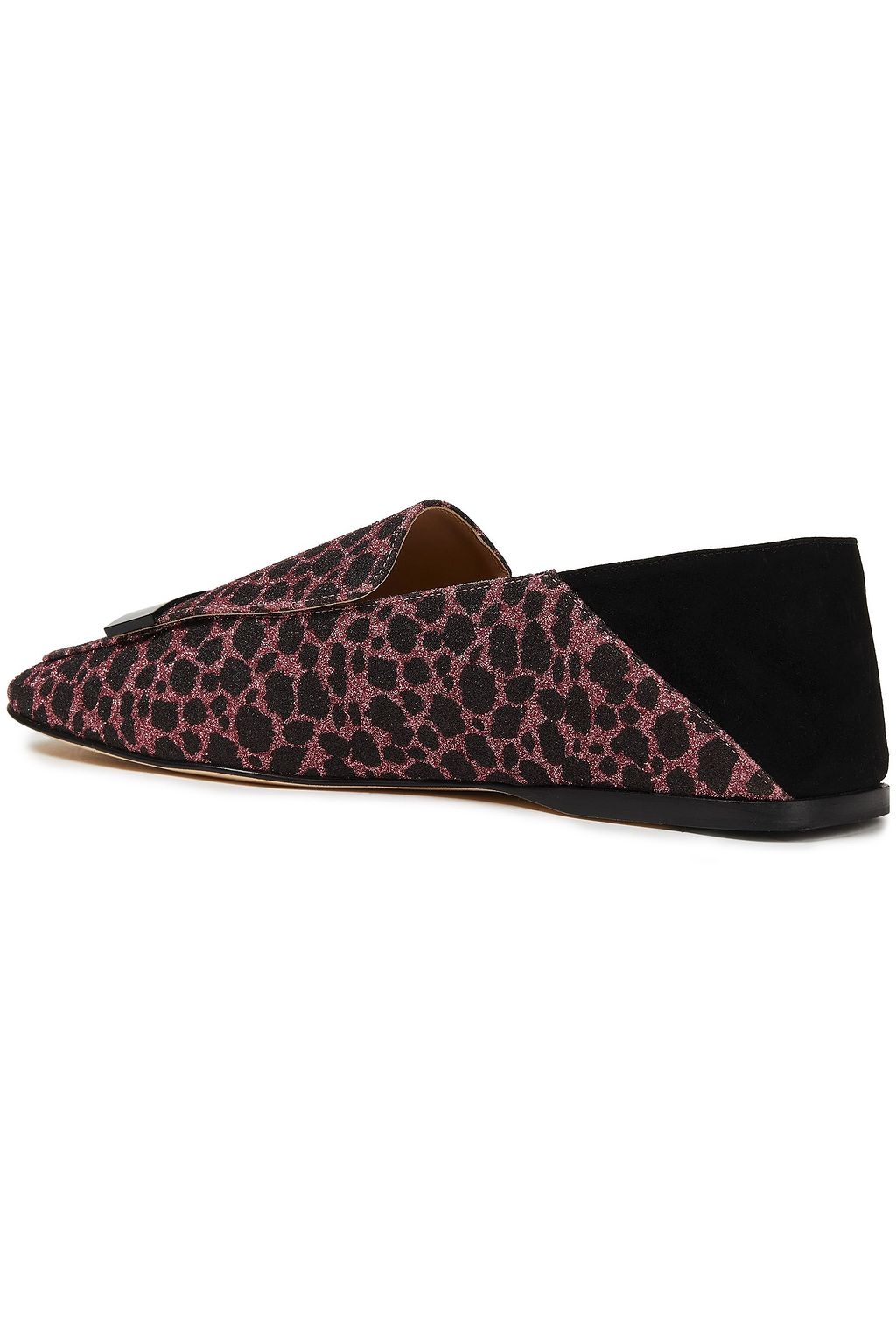 SERGIO ROSSI sr1 metallic leopard-print woven collapsible-heel loafers