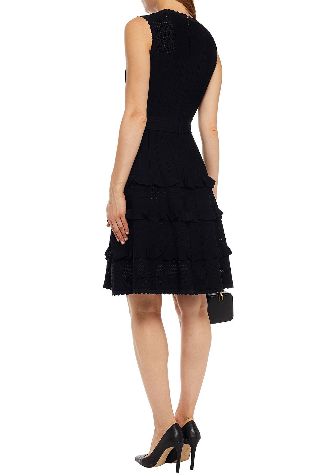 CAROLINA HERRERA Tiered paneled knitted dress