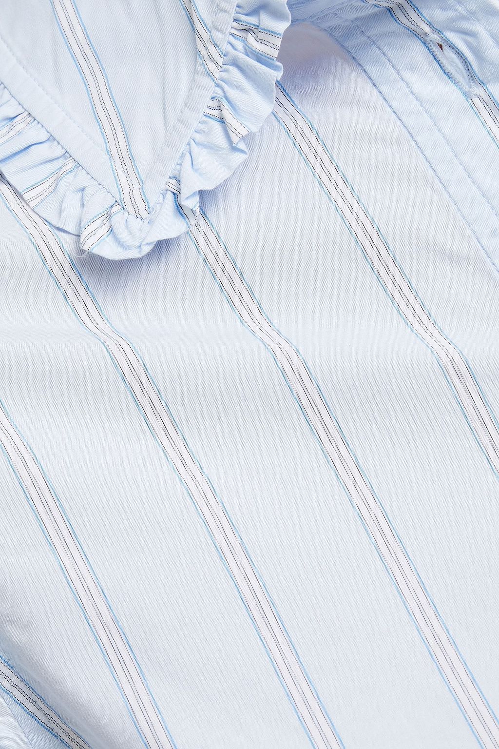 GANNI Ruffle-trimmed striped organic cotton-poplin shirt