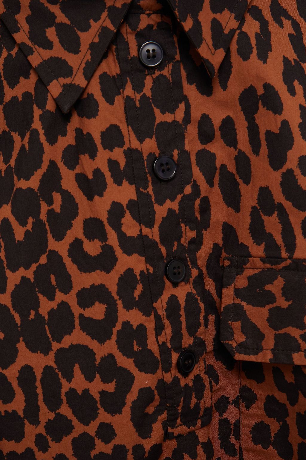 GANNI Leopard-print organic cotton-poplin midi shirt dress