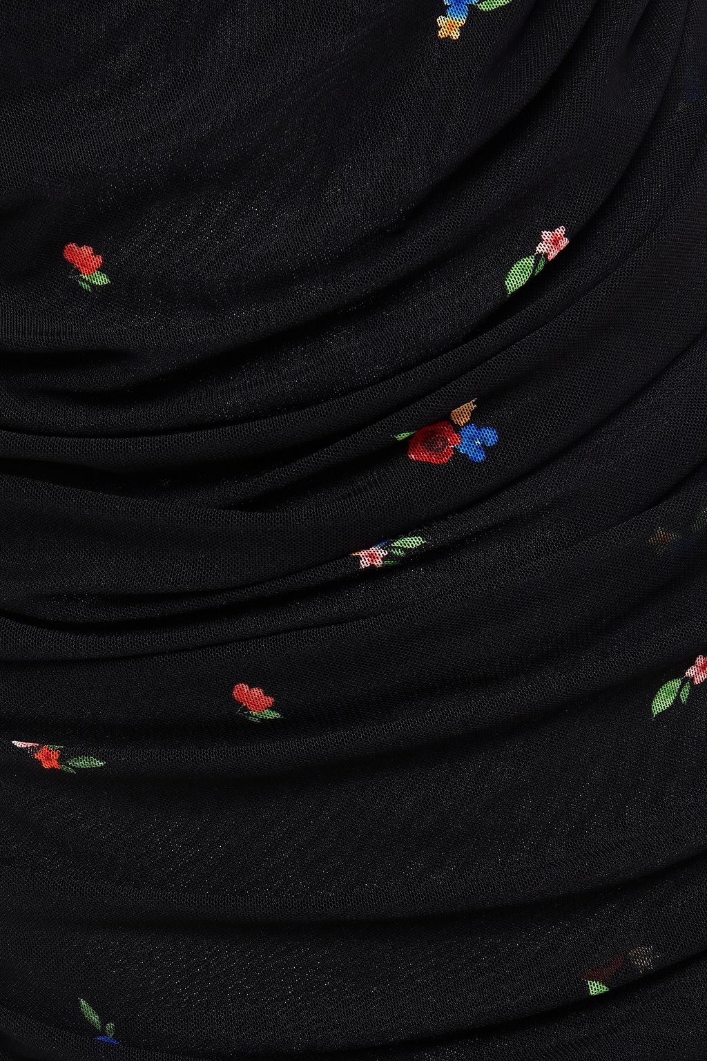 GANNI Ruched floral-print mesh midi dress