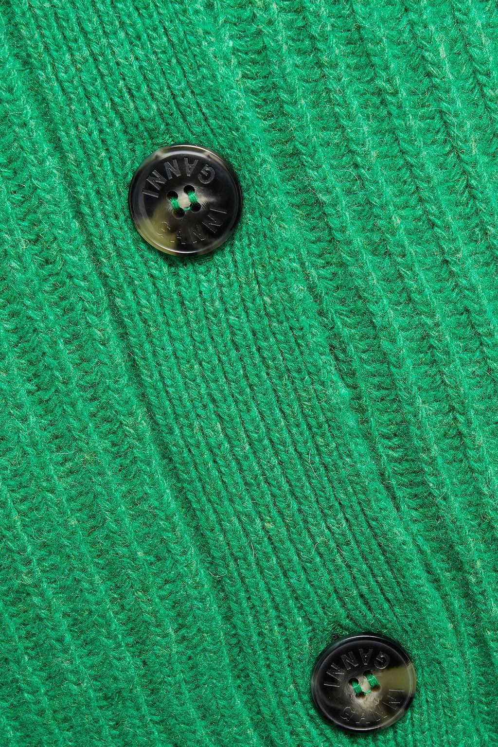 GANNI Ribbed mélange wool-blend cardigan