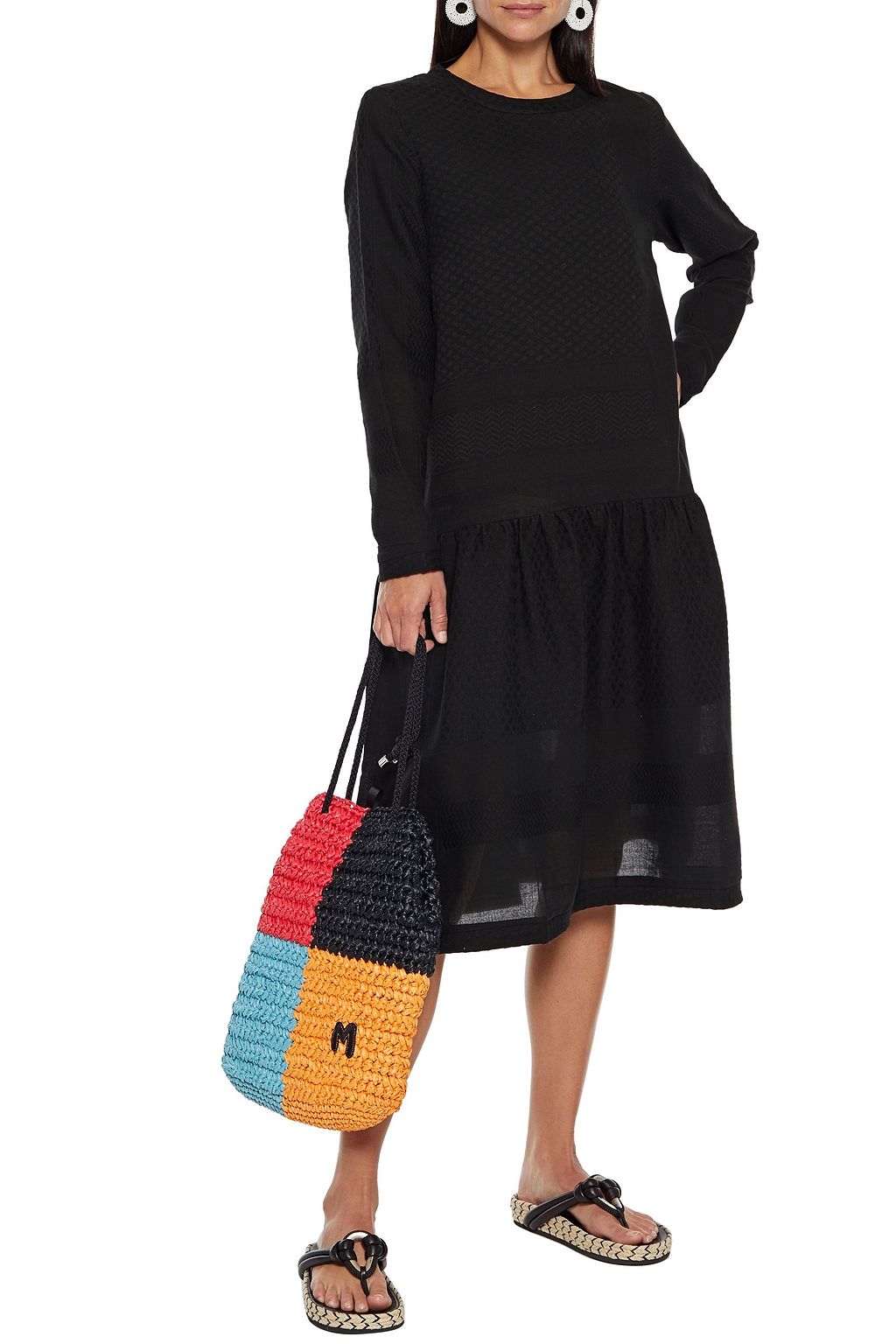 SUMMERY COPENHAGEN Josefine gathered cotton-jacquard midi dress