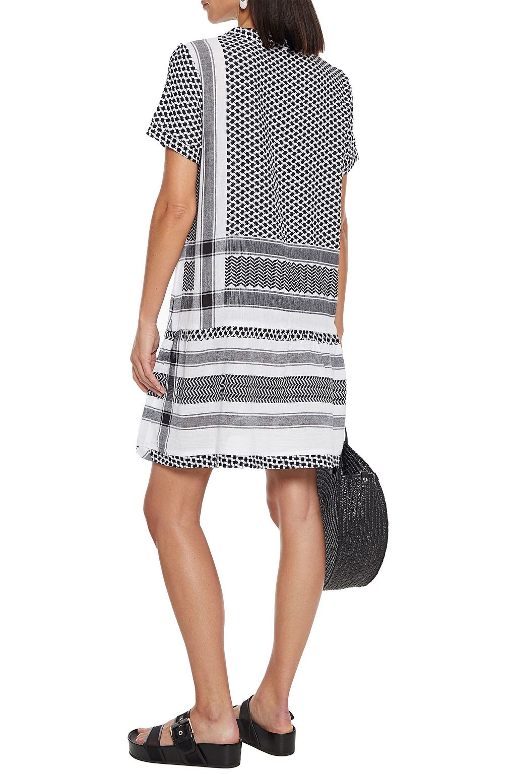 SUMMERY COPENHAGEN Gathered cotton-jacquard mini dress