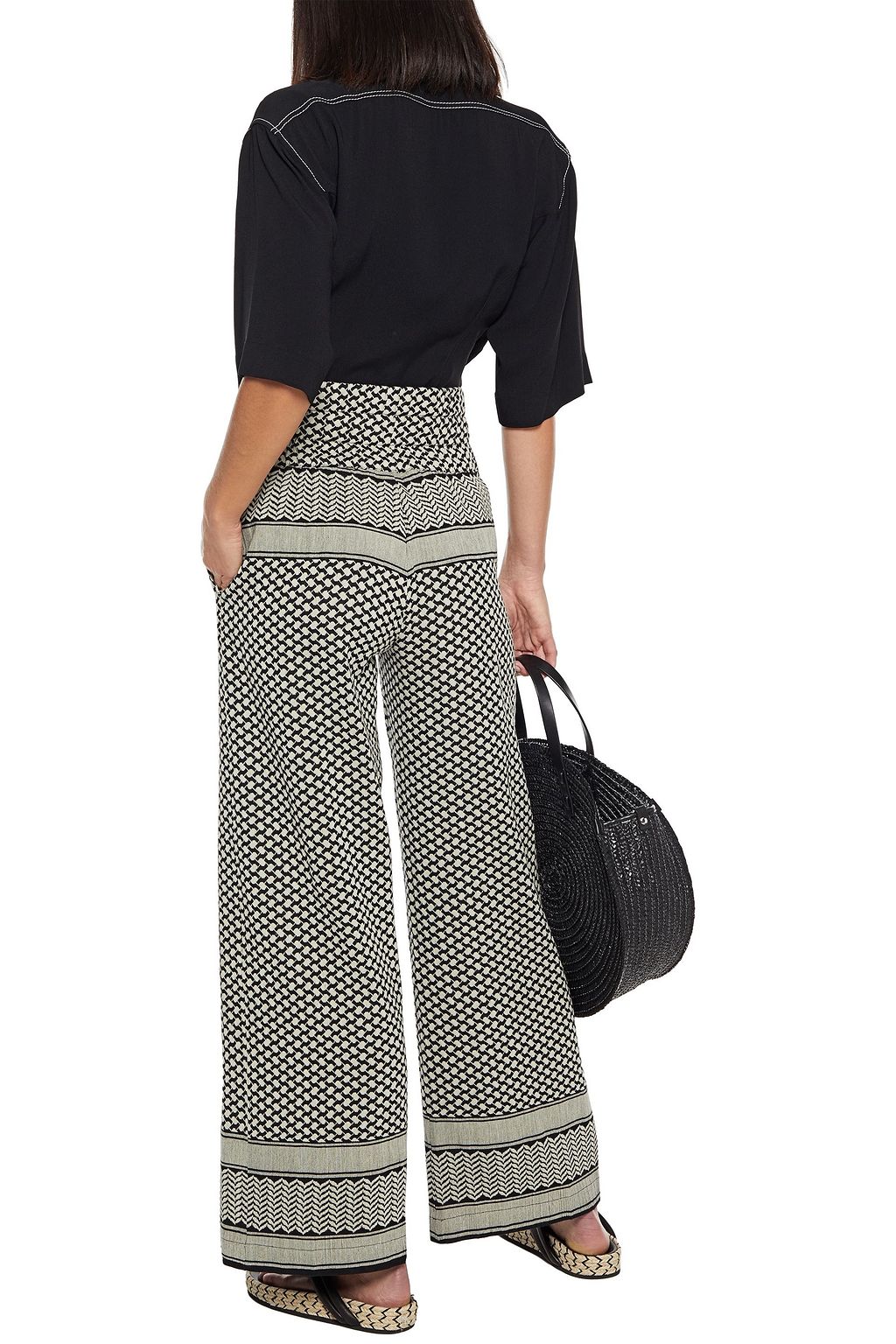 SUMMERY COPENHAGEN Cotton-jacquard wide-leg pants