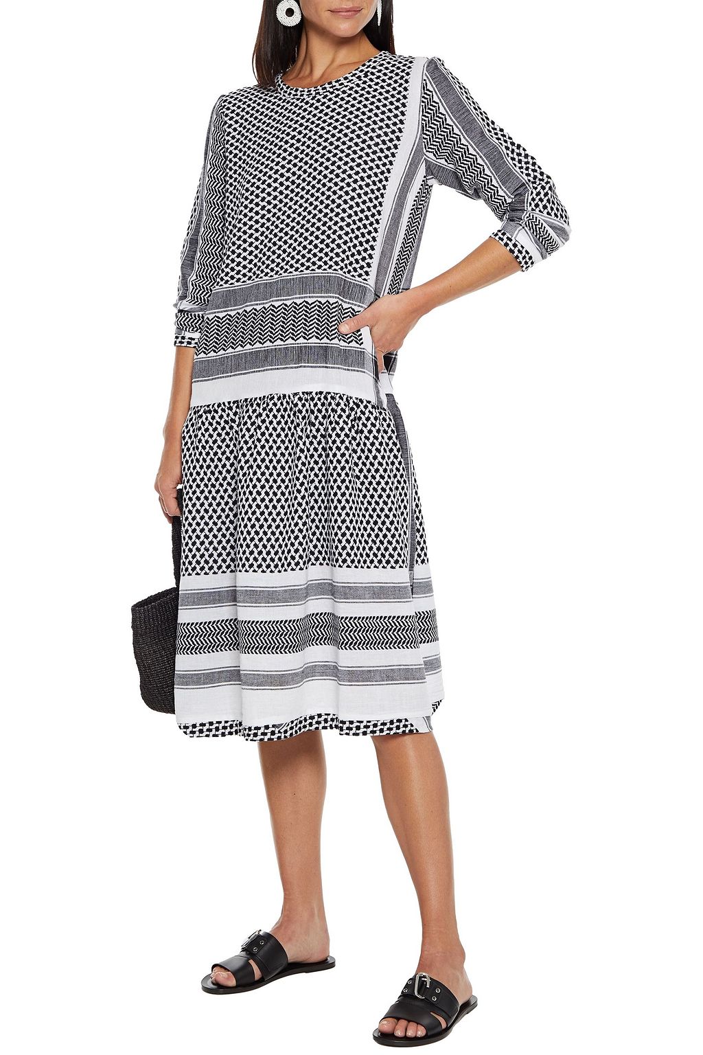 SUMMERY COPENHAGEN Josefine gathered cotton-jacquard midi dress