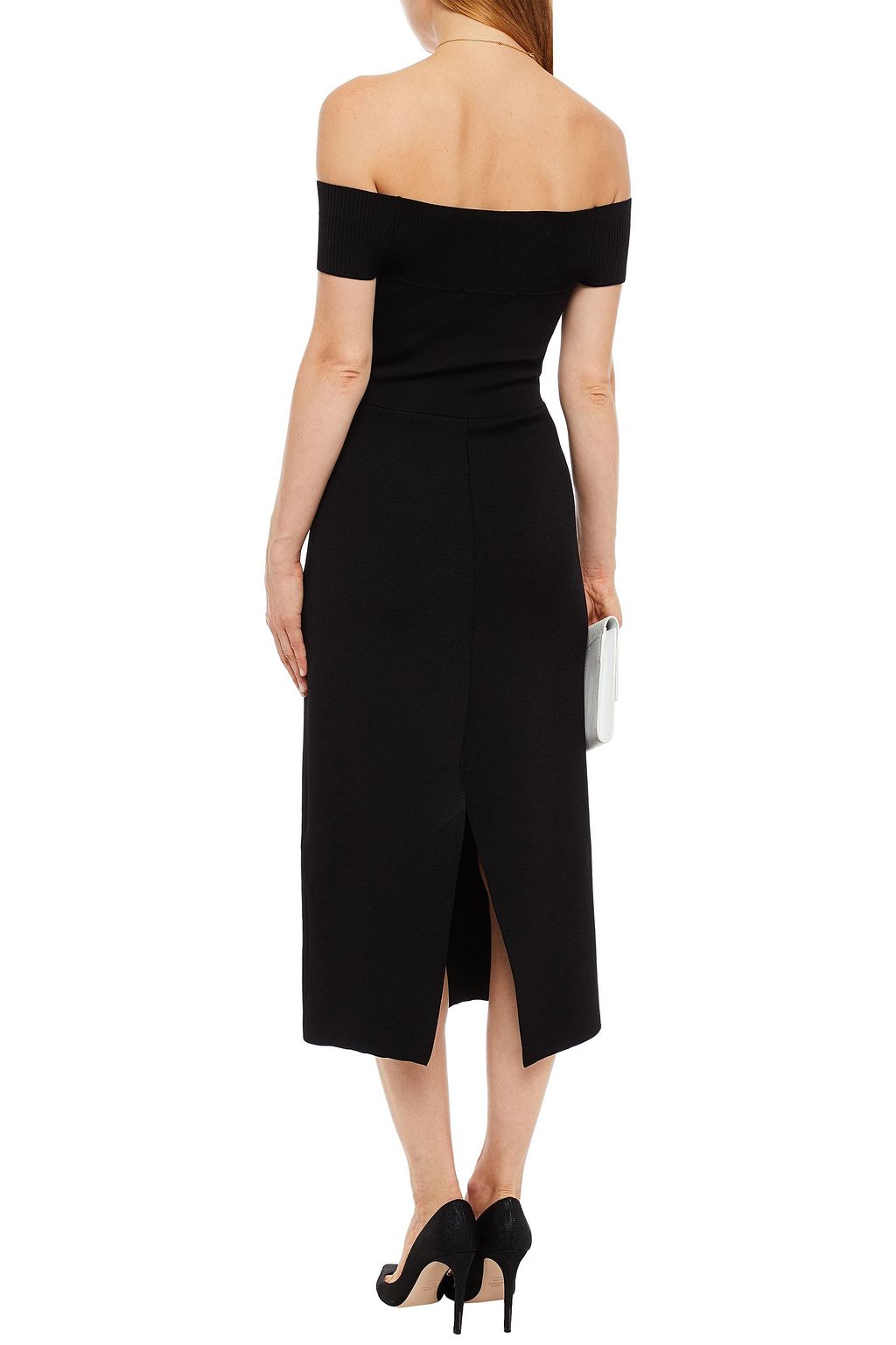 VICTORIA BECKHAM Off-the-shoulder stretch-knit midi dress