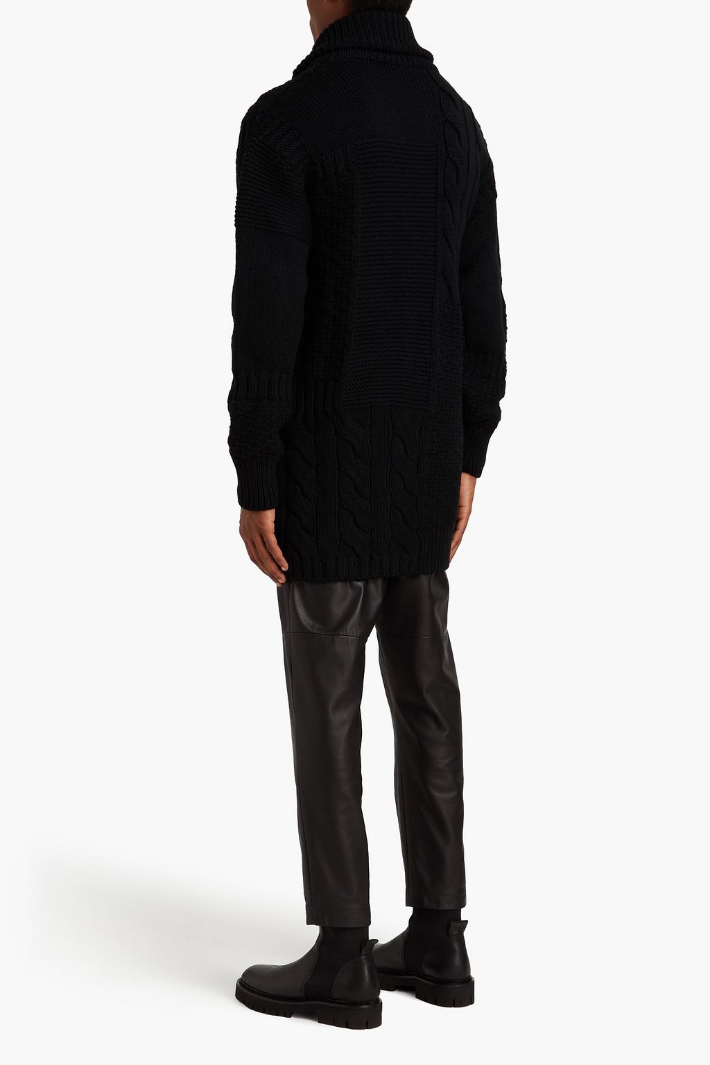 MCQUEEN Zip-detailed cable-knit wool shawl-collar cardigan