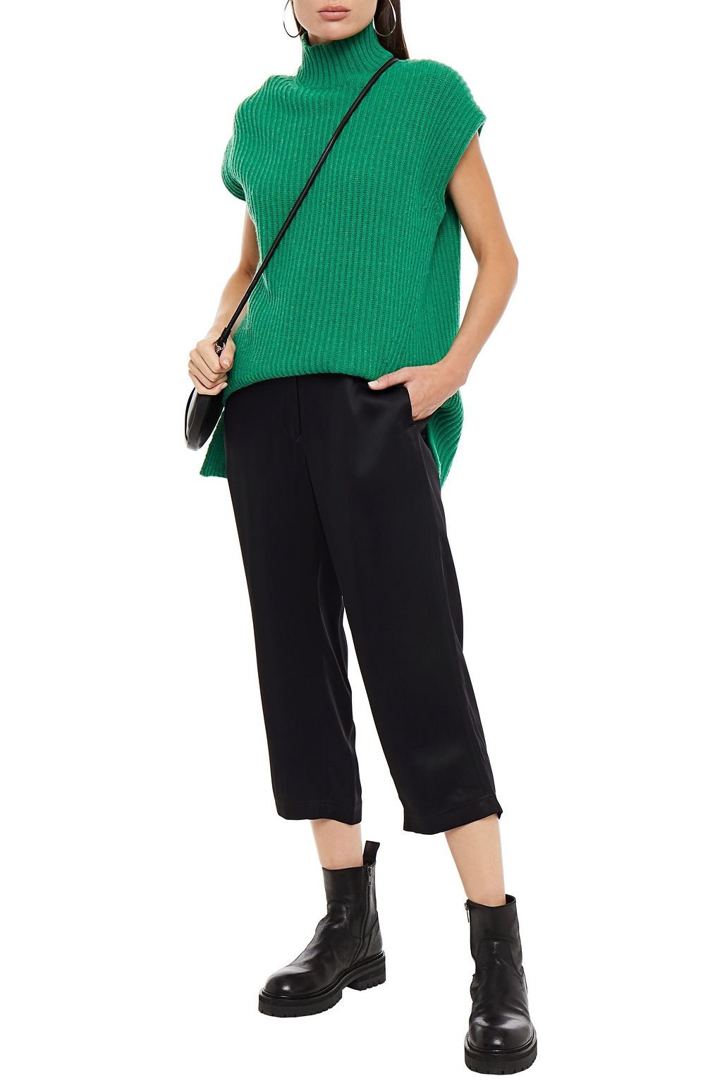 MM6 MAISON MARGIELA Cropped satin-twill straight-leg pants