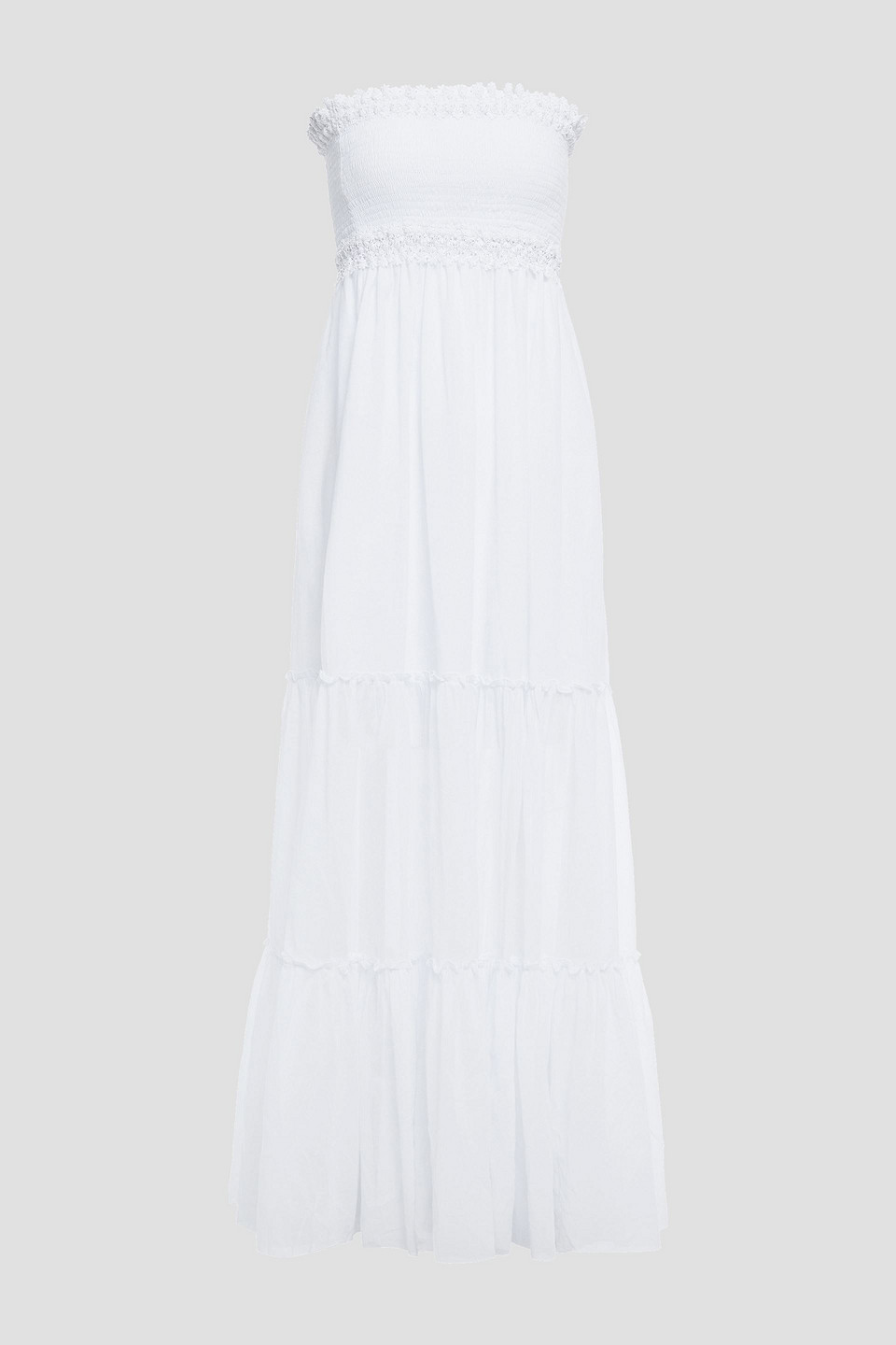 Charo Ruiz Ibiza Woman Strapless Crocheted Lace-trimmed Cotton-blend Voile Maxi Dress White Size M