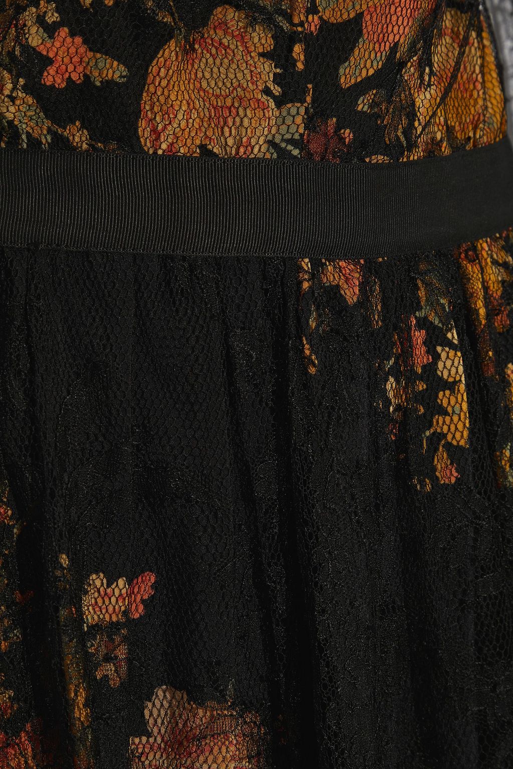 ETRO Layered Chantilly lace and printed silk crepe de chine maxi dress