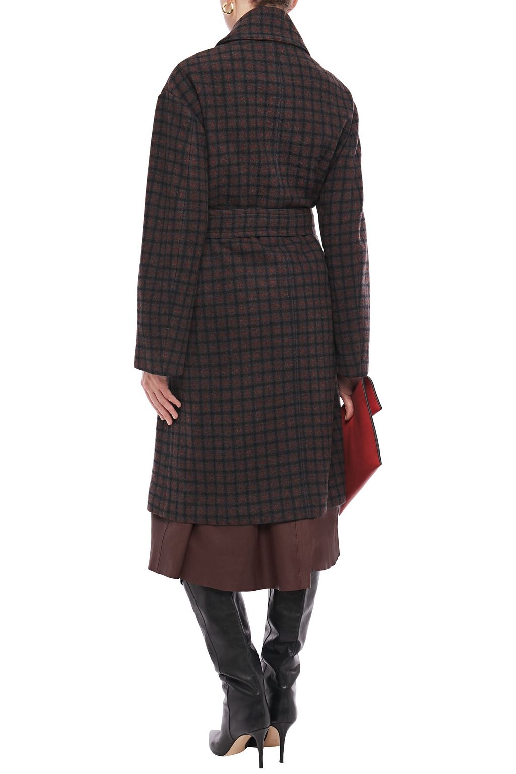 VINCE. Checked wool-blend coat