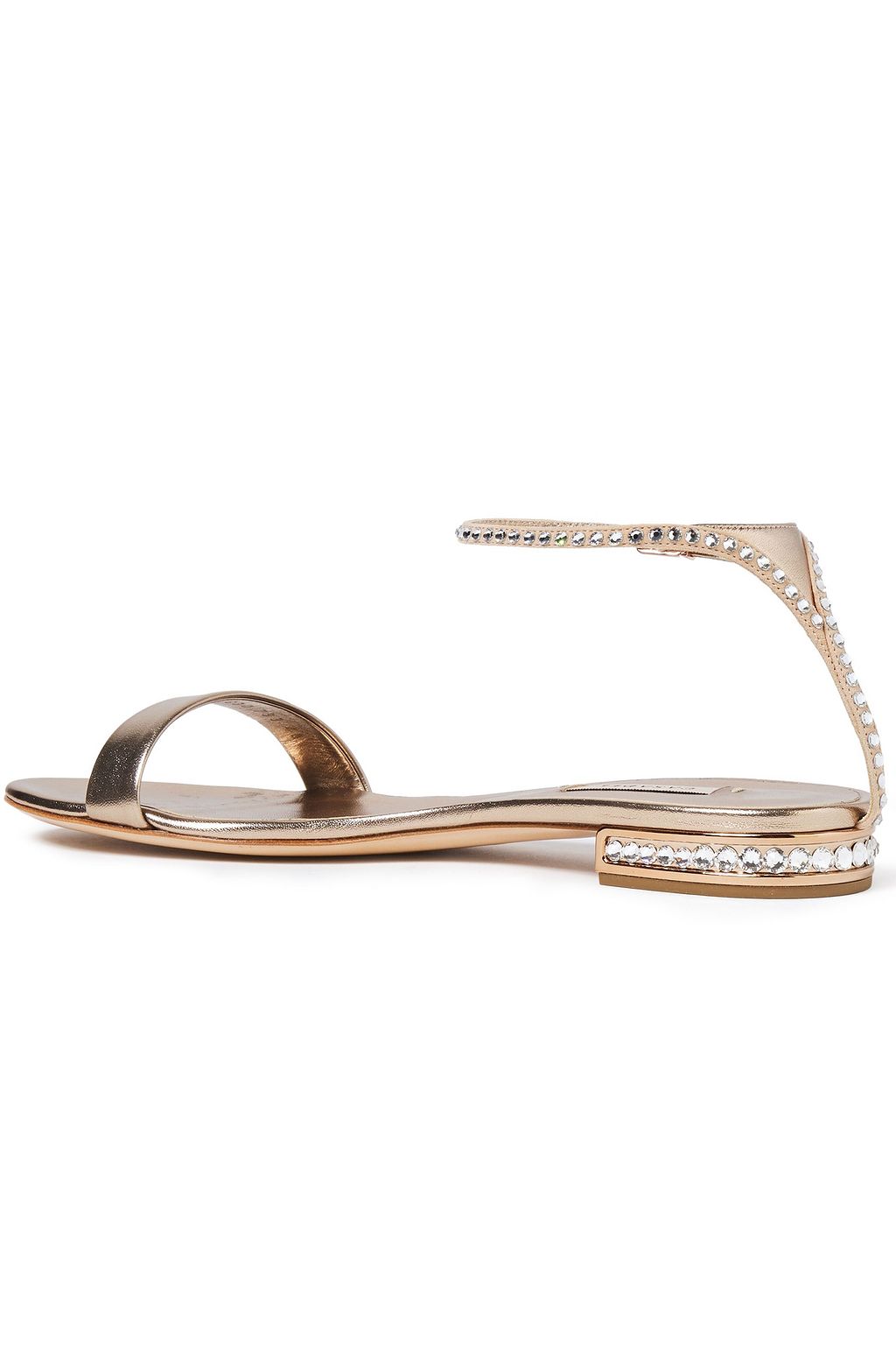 CASADEI クリスタル付き メタリックレザー サンダル