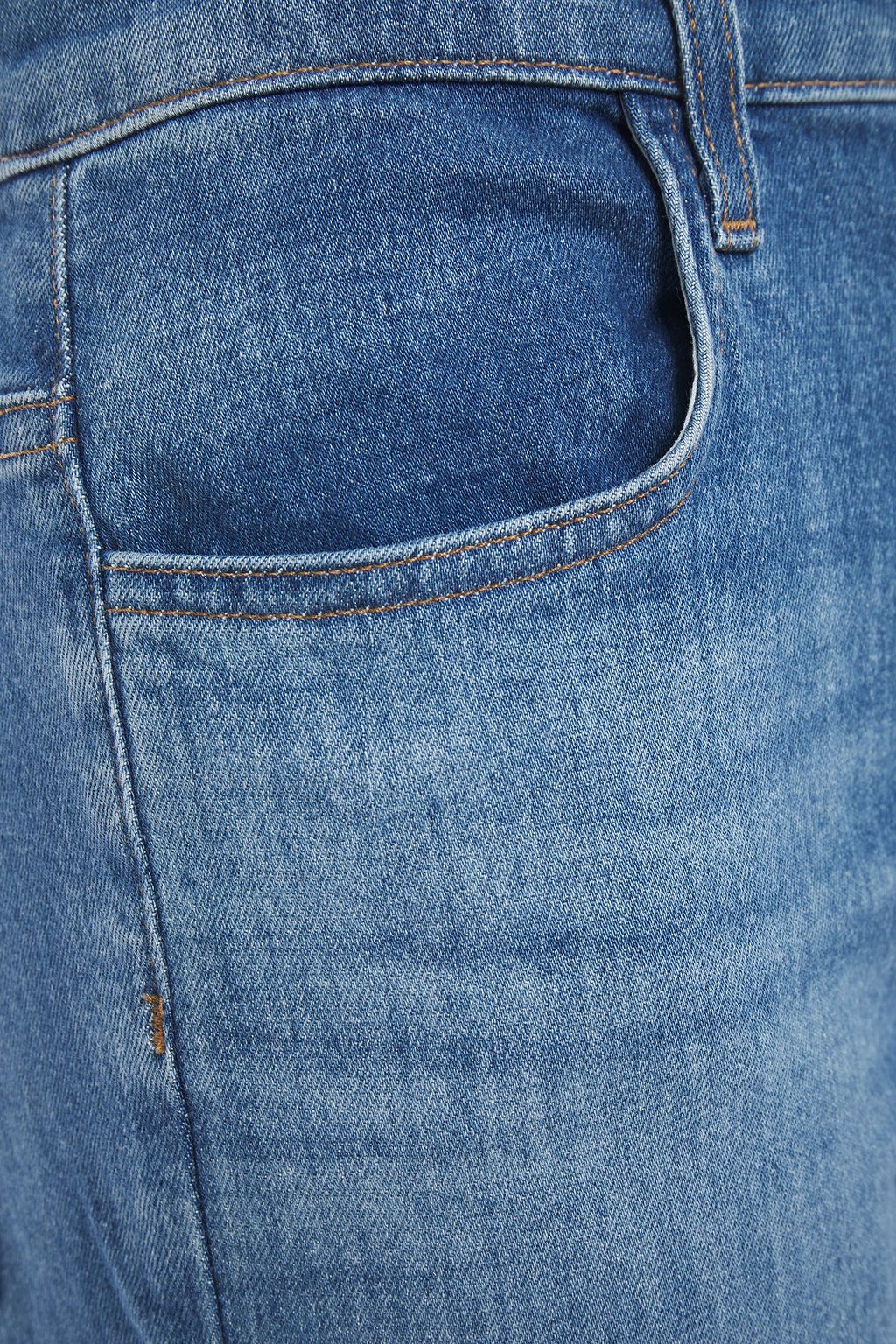 J BRAND Cropped distressed high-rise straight-leg jeans