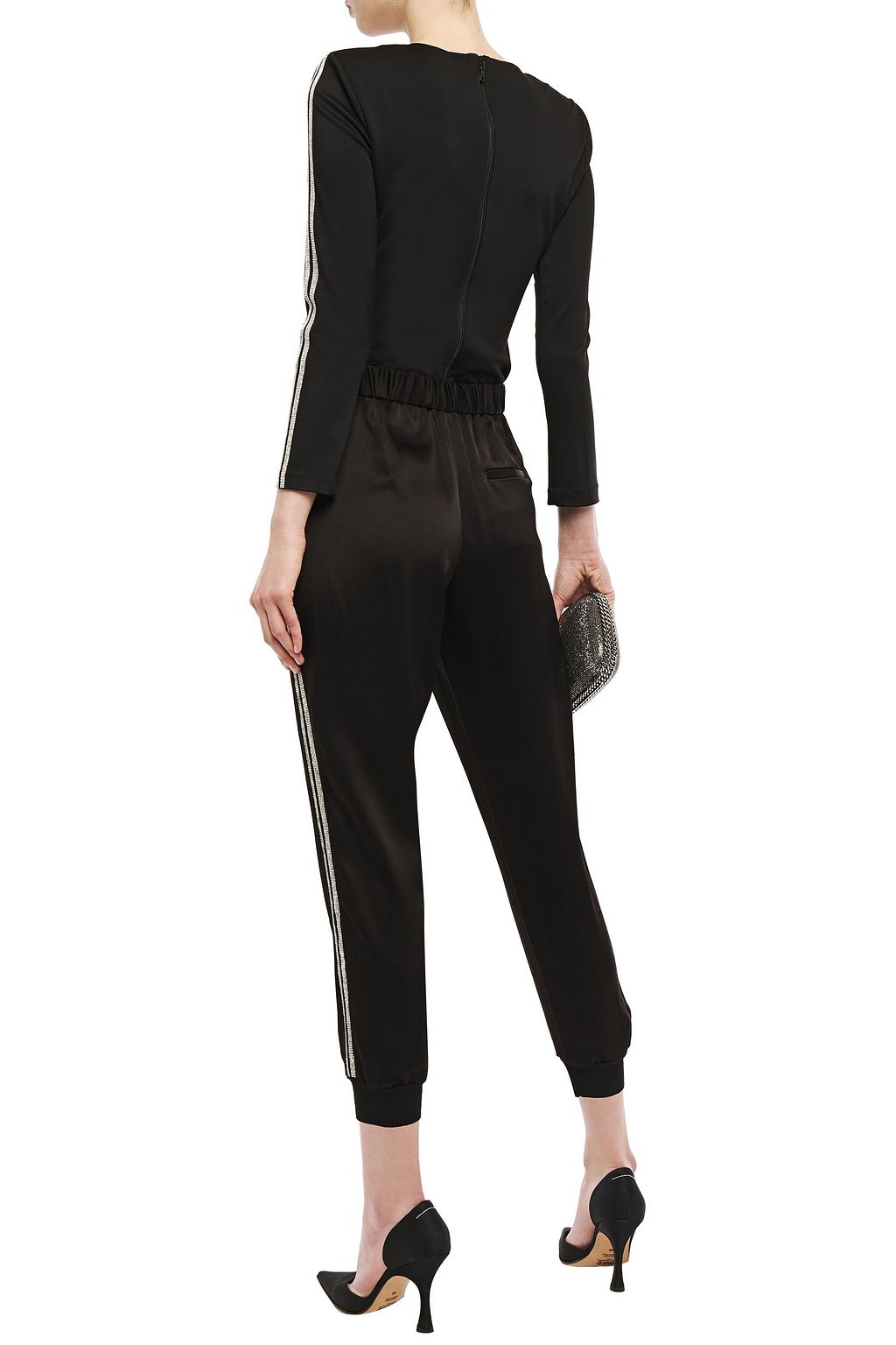 ALICE + OLIVIA Raven crystal-trimmed stretch-knit top