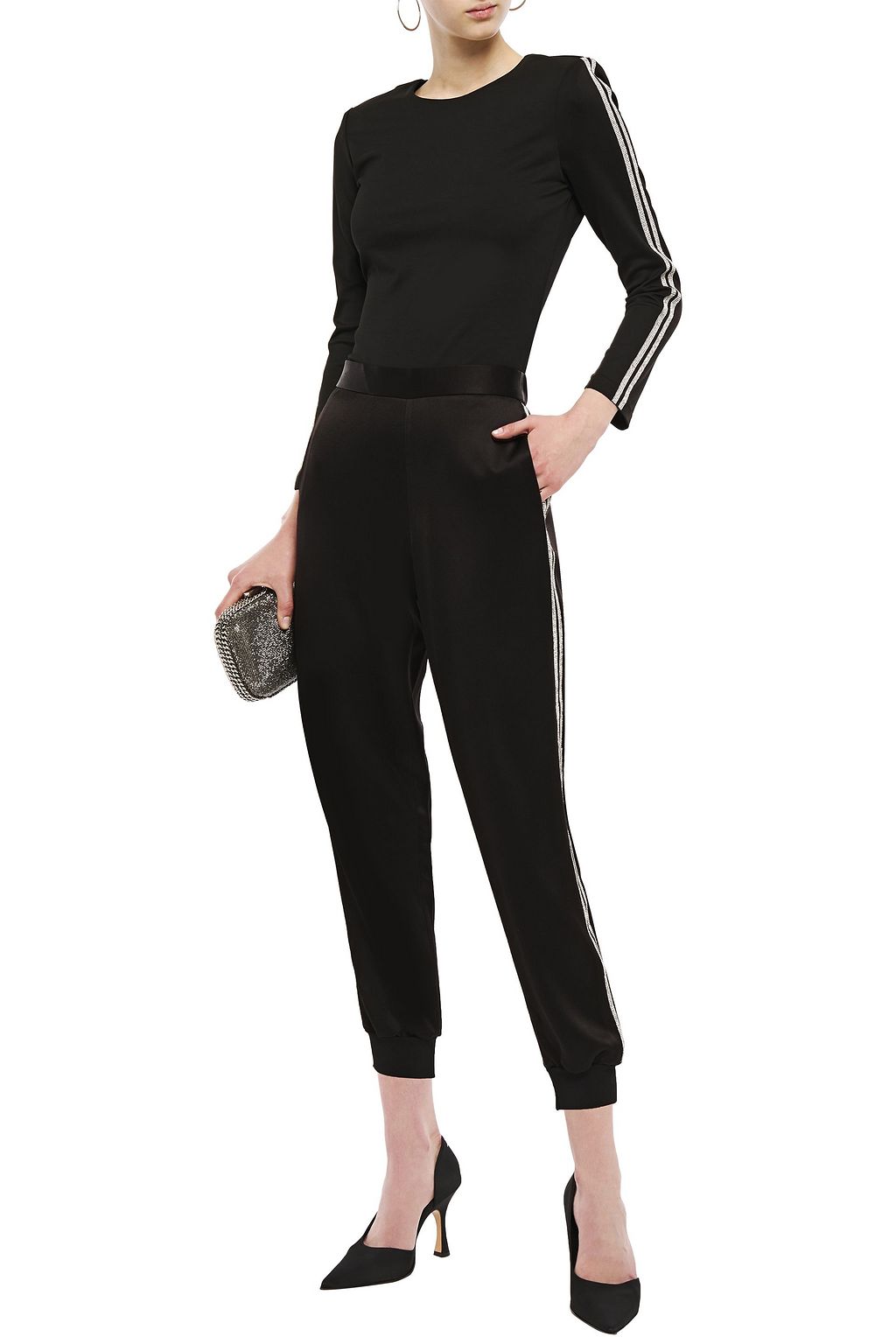 ALICE + OLIVIA Raven crystal-trimmed stretch-knit top