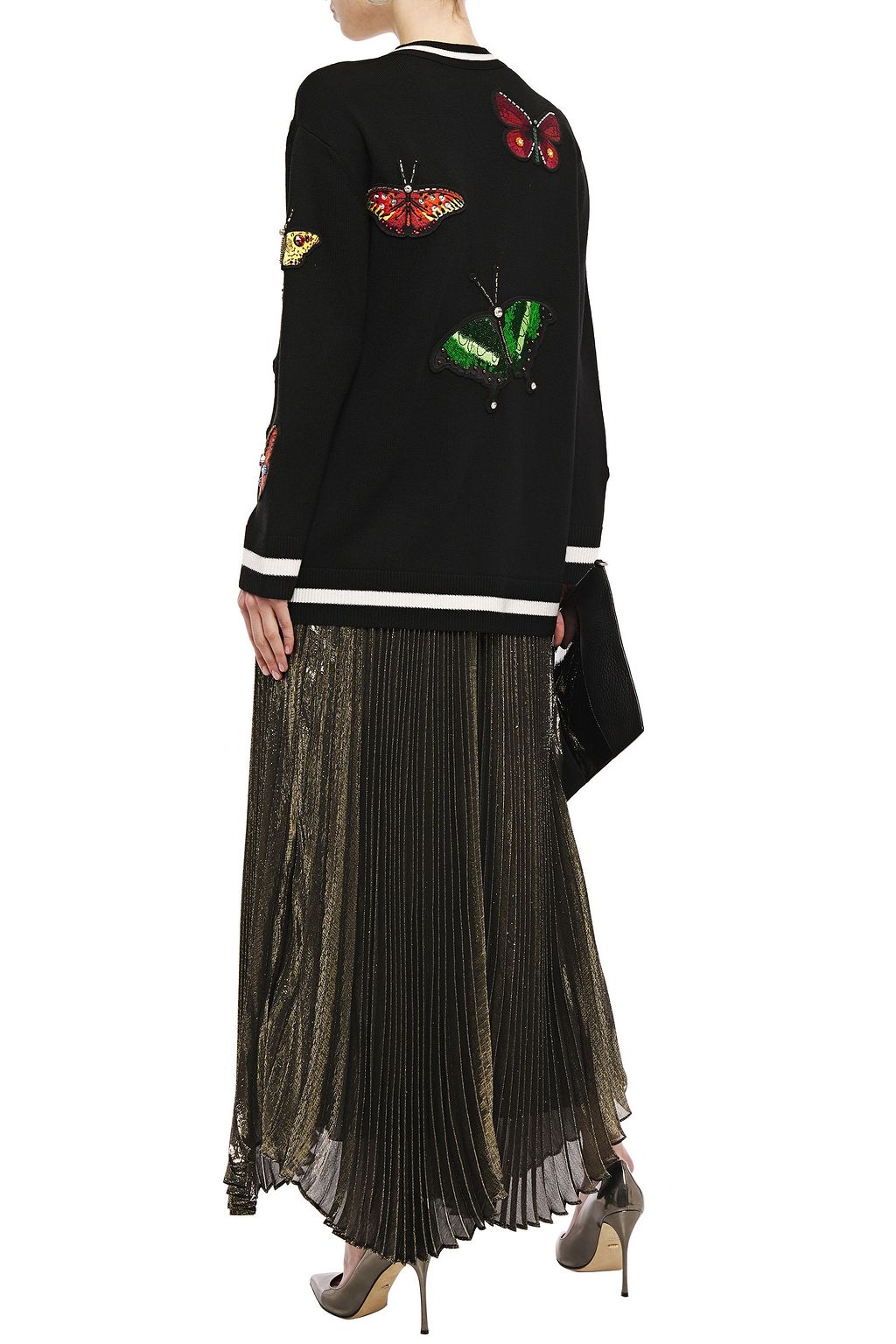 ALICE + OLIVIA Katz pleated silk-blend lamé maxi skirt