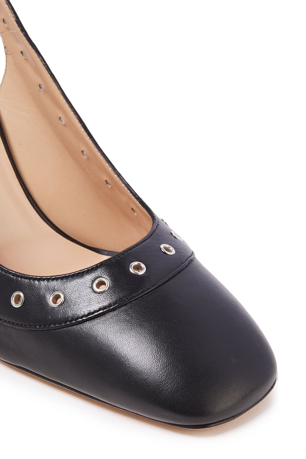 VALENTINO GARAVANI Eyelet-embellished leather slingback pumps