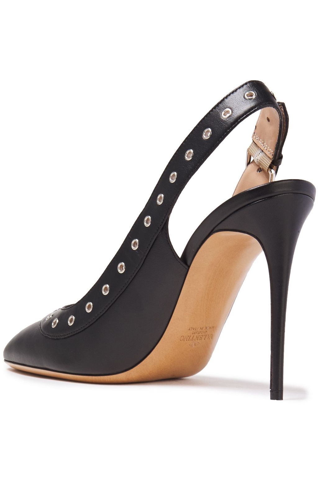 VALENTINO GARAVANI Eyelet-embellished leather slingback pumps