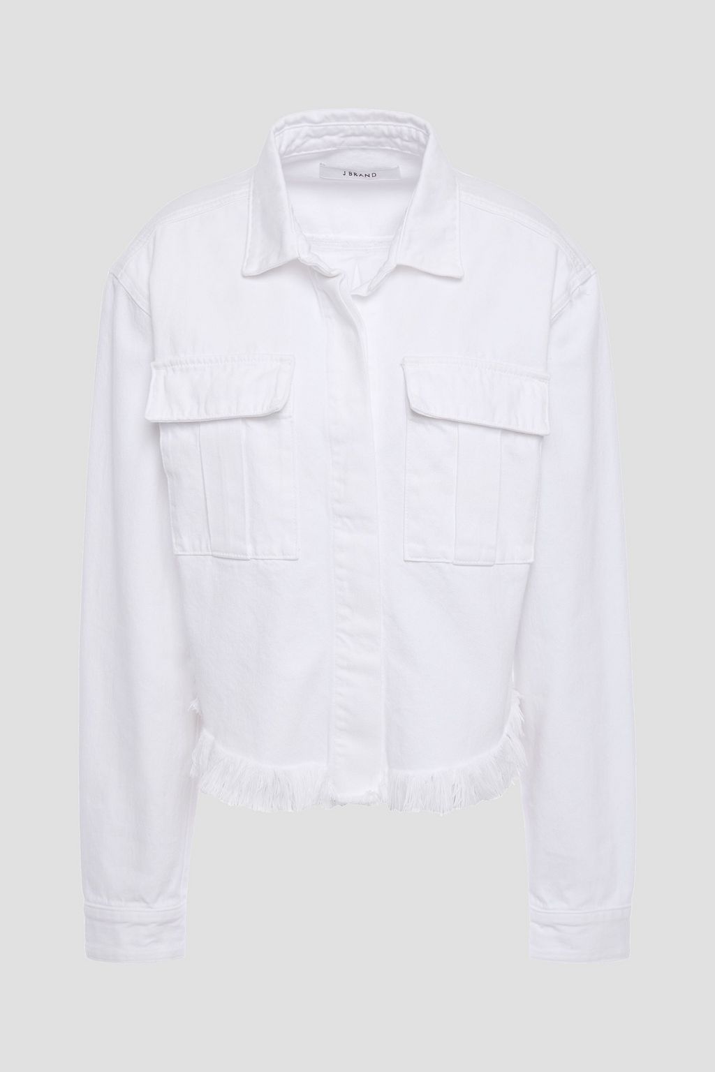 frayed white denim jacket