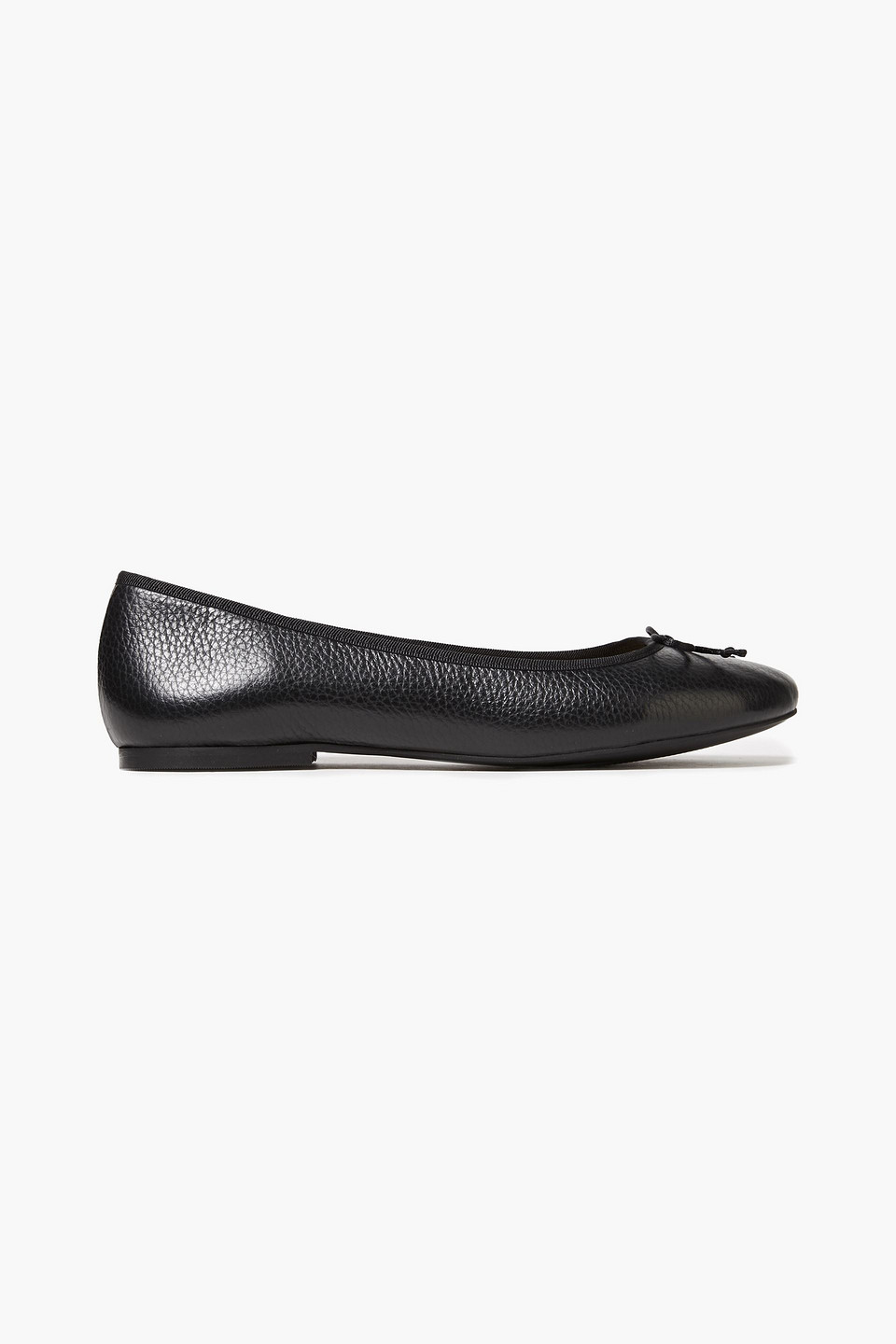 French Sole Lola bow-embellished pebbled-leather ballet flats
