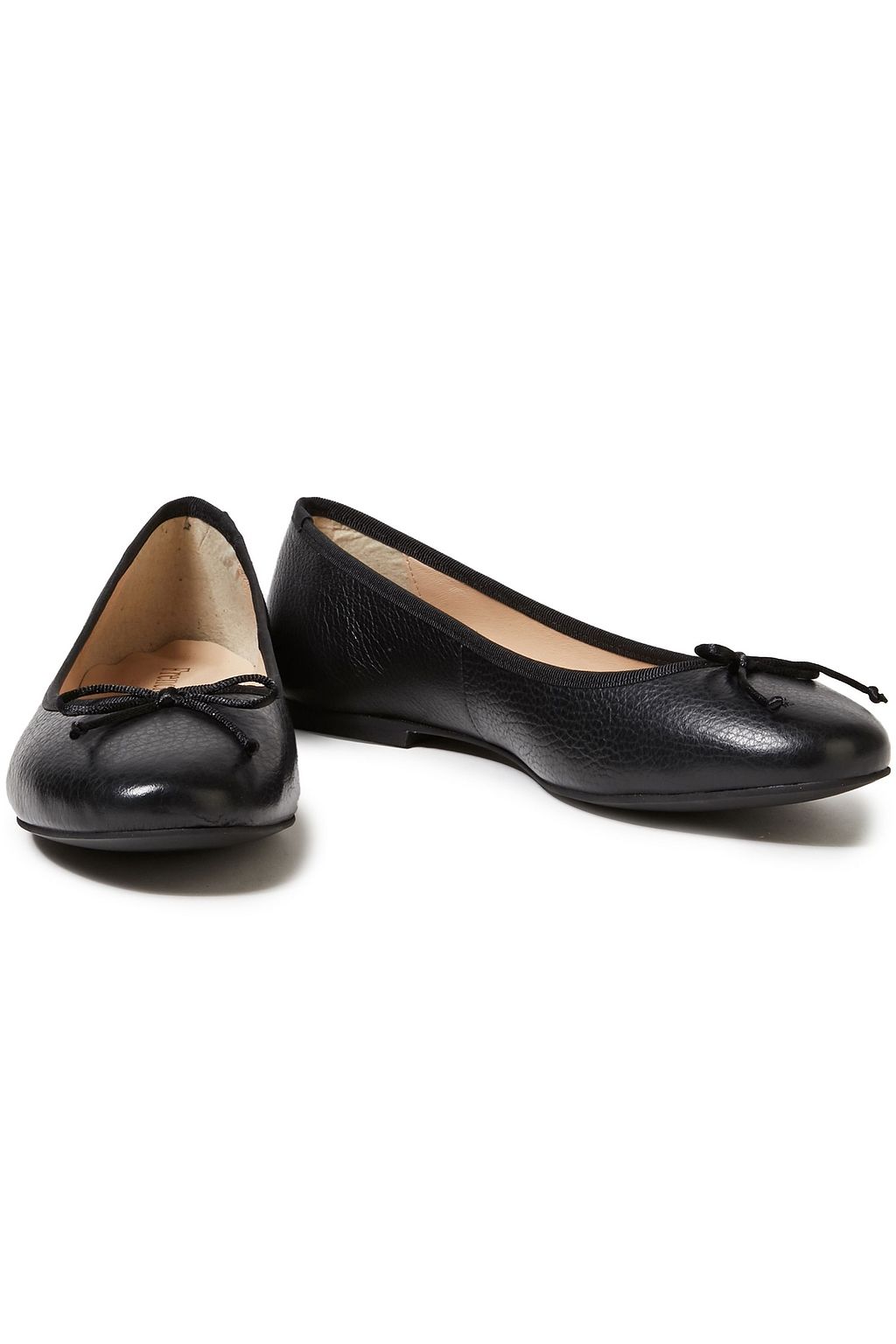 FRENCH SOLE Lola bow-embellished pebbled-leather ballet flats