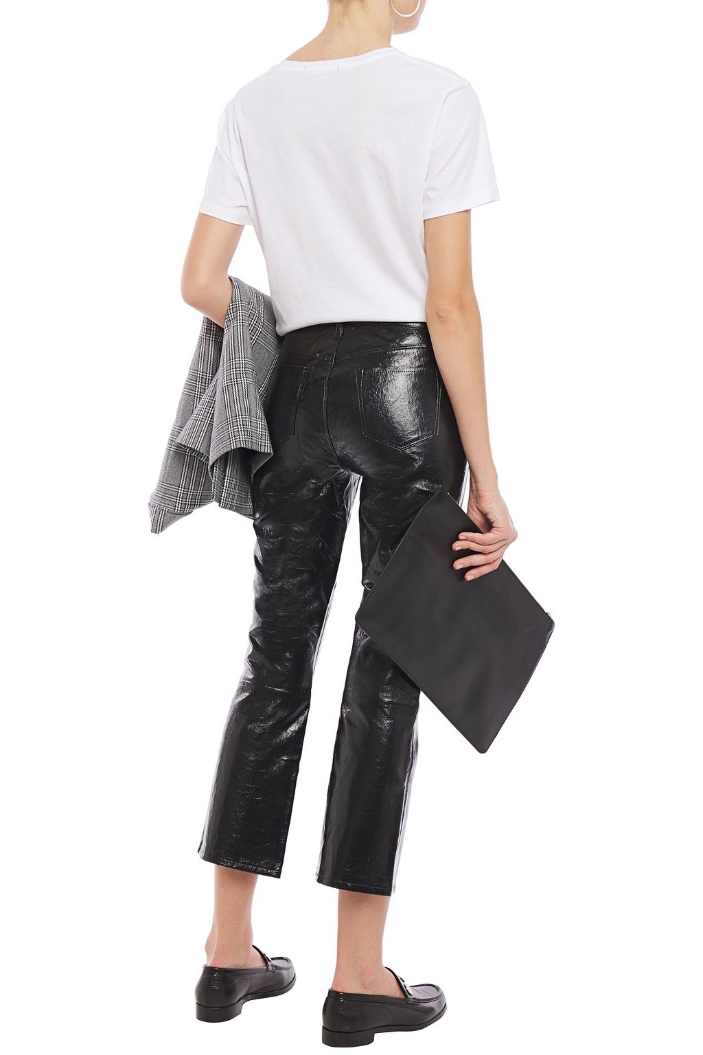 J BRAND Selena cropped crinkled glossed-leather slim-leg pants