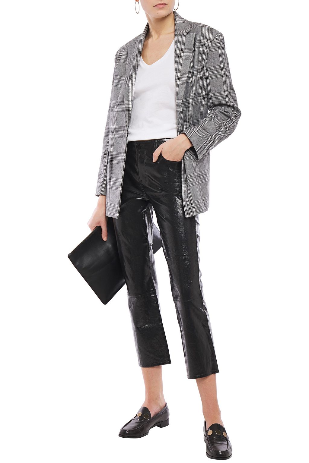 J BRAND Selena cropped crinkled glossed-leather slim-leg pants