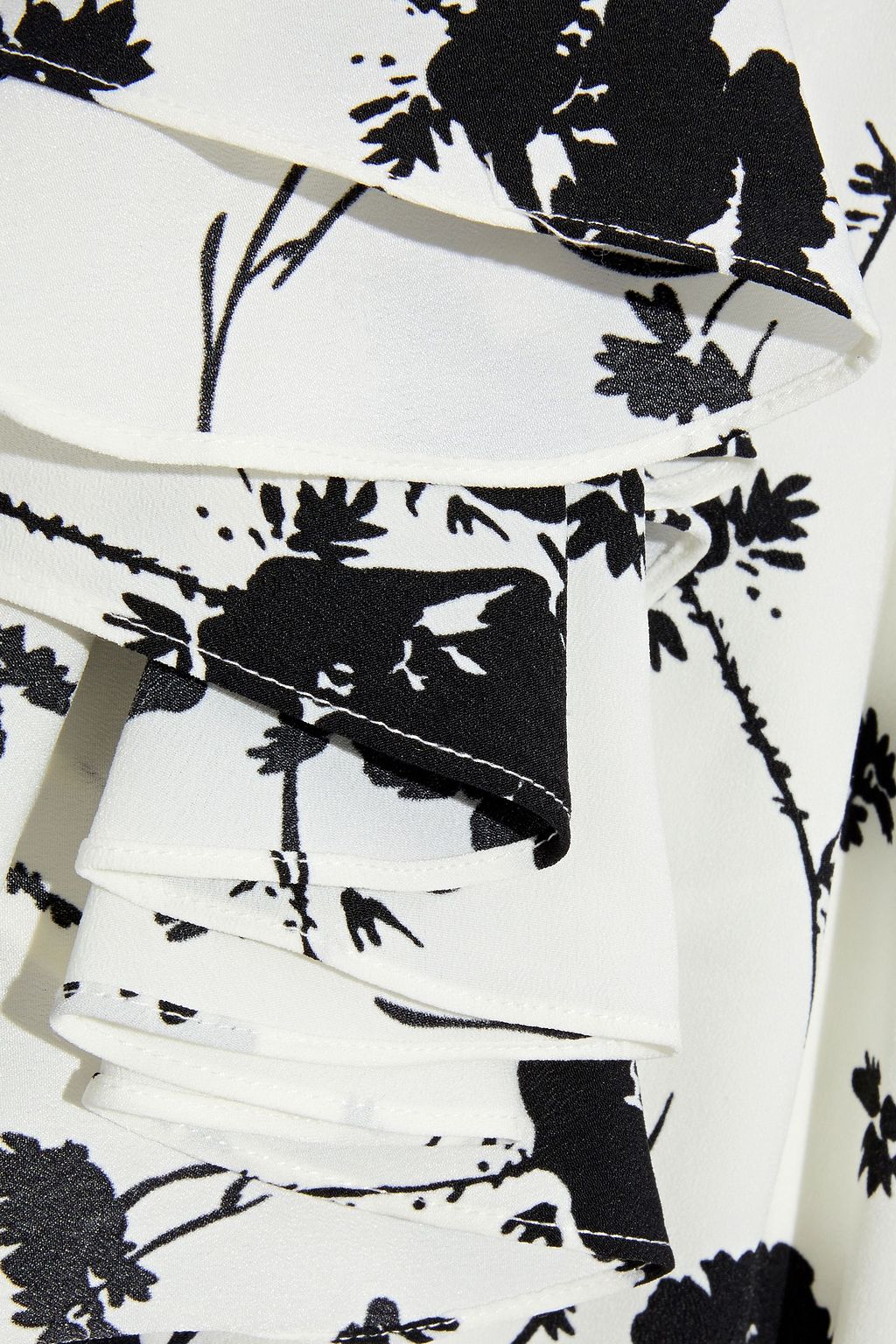 MIKAEL AGHAL Ruffle-trimmed floral-print crepe de chine dress