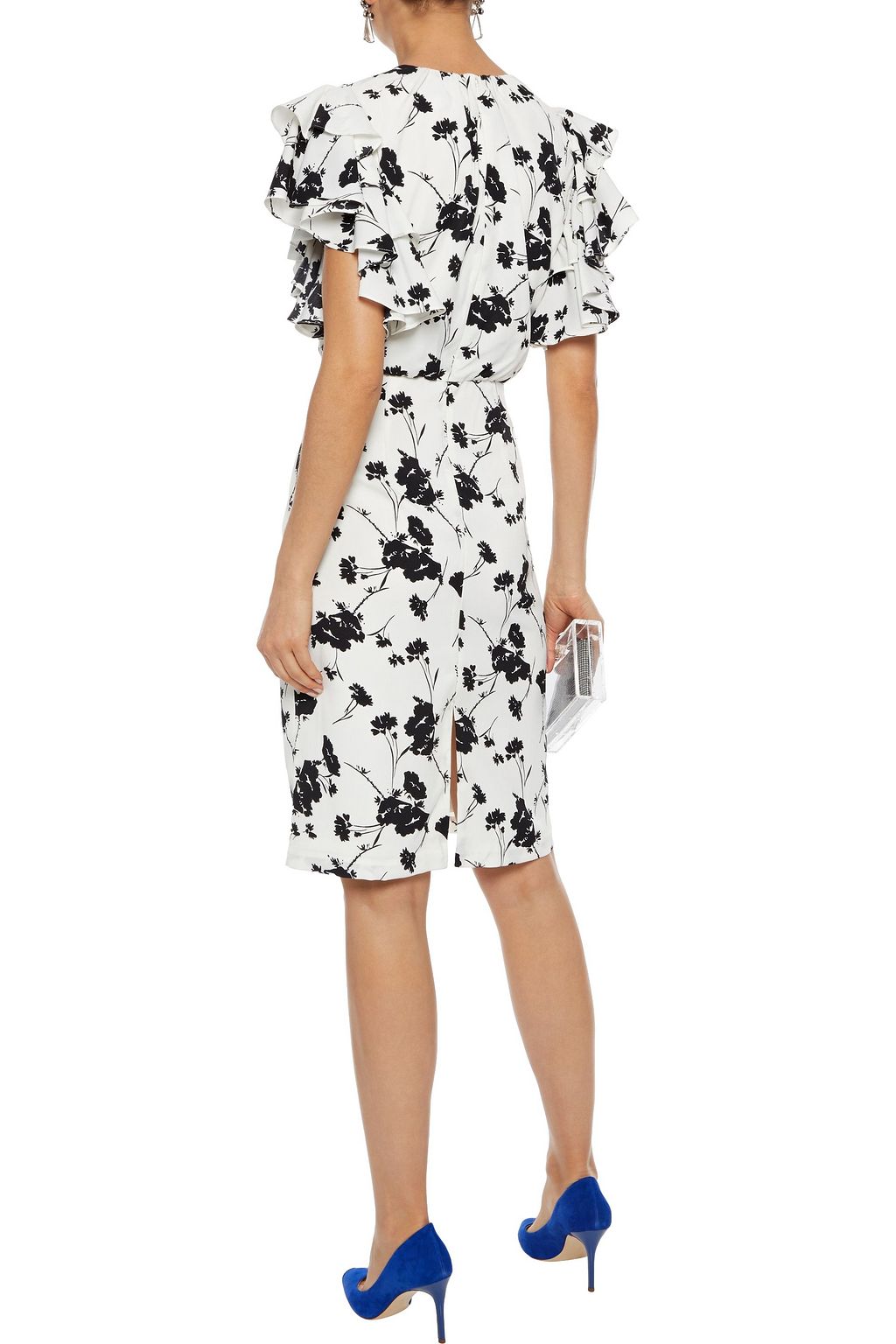 MIKAEL AGHAL Ruffle-trimmed floral-print crepe de chine dress