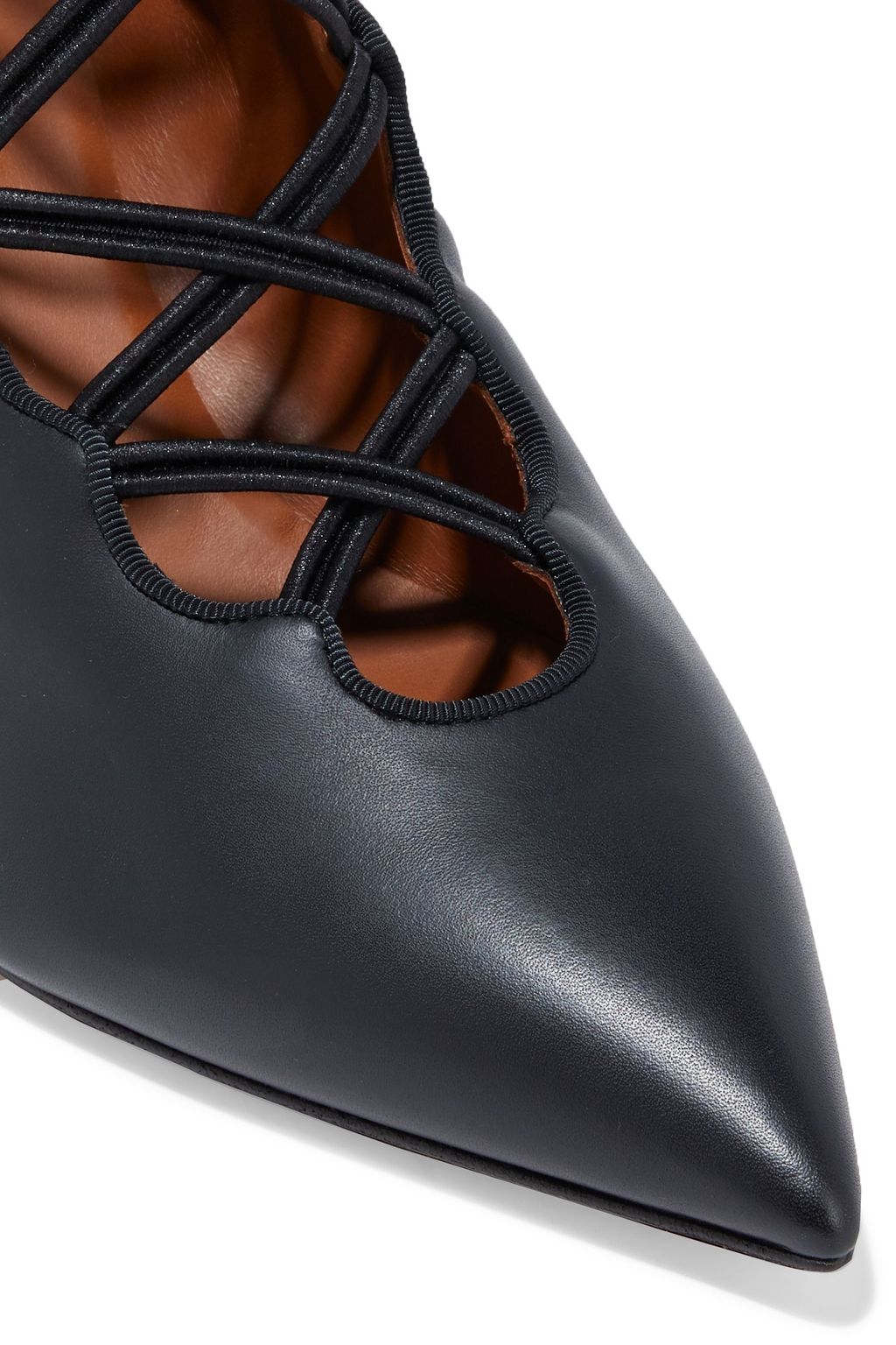 VALENTINO GARAVANI Lattice-trimmed leather ankle boots