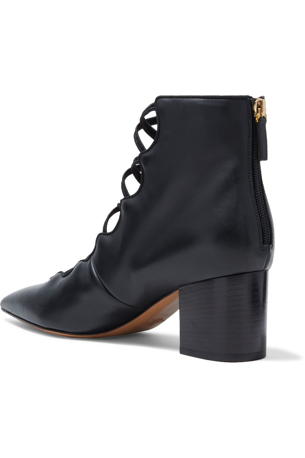 VALENTINO GARAVANI Lattice-trimmed leather ankle boots