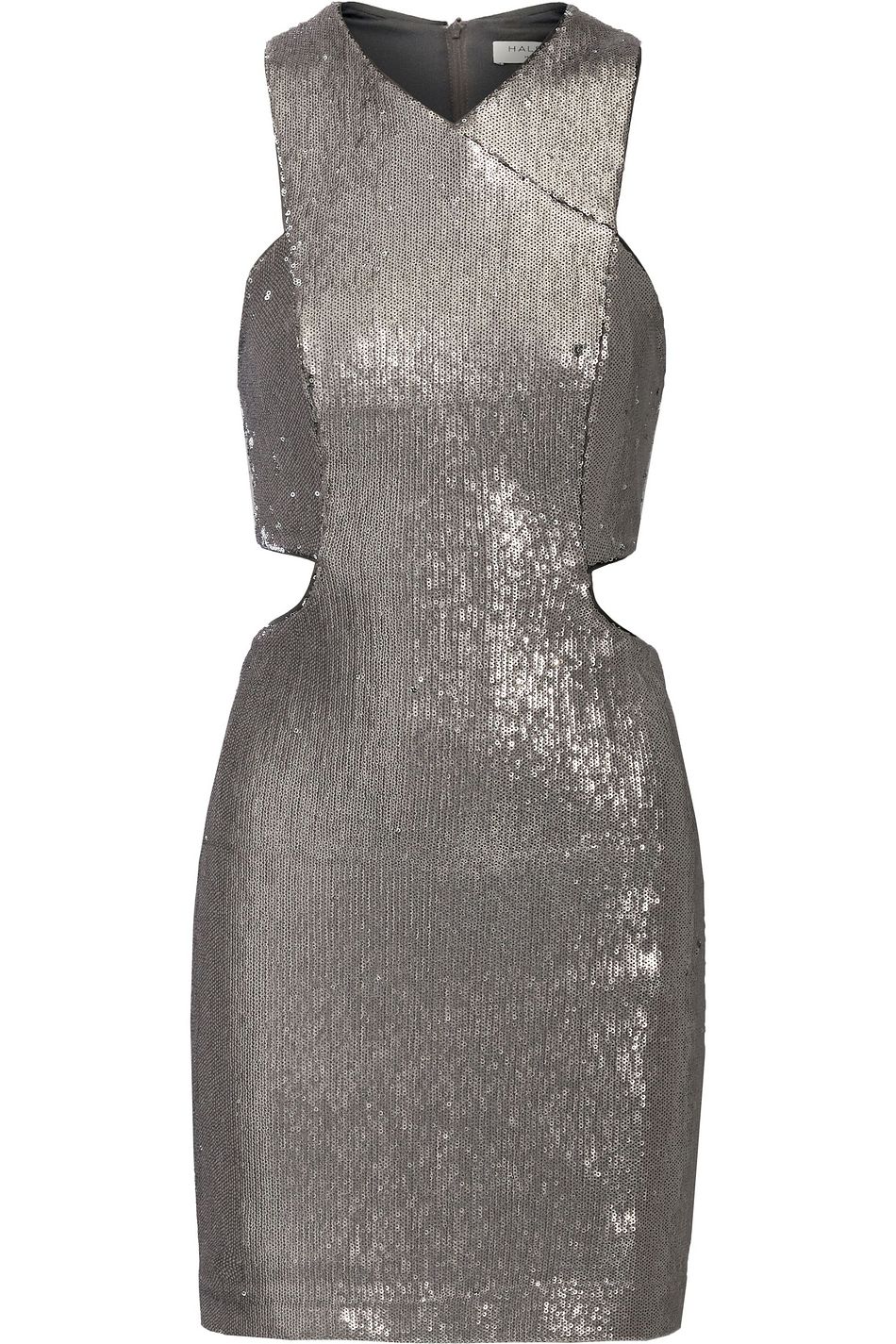 silver cut out dress