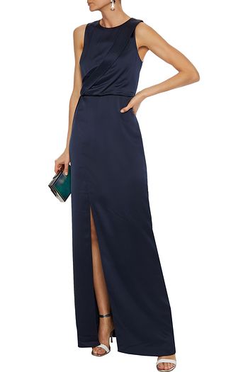 halston satin wrap gown
