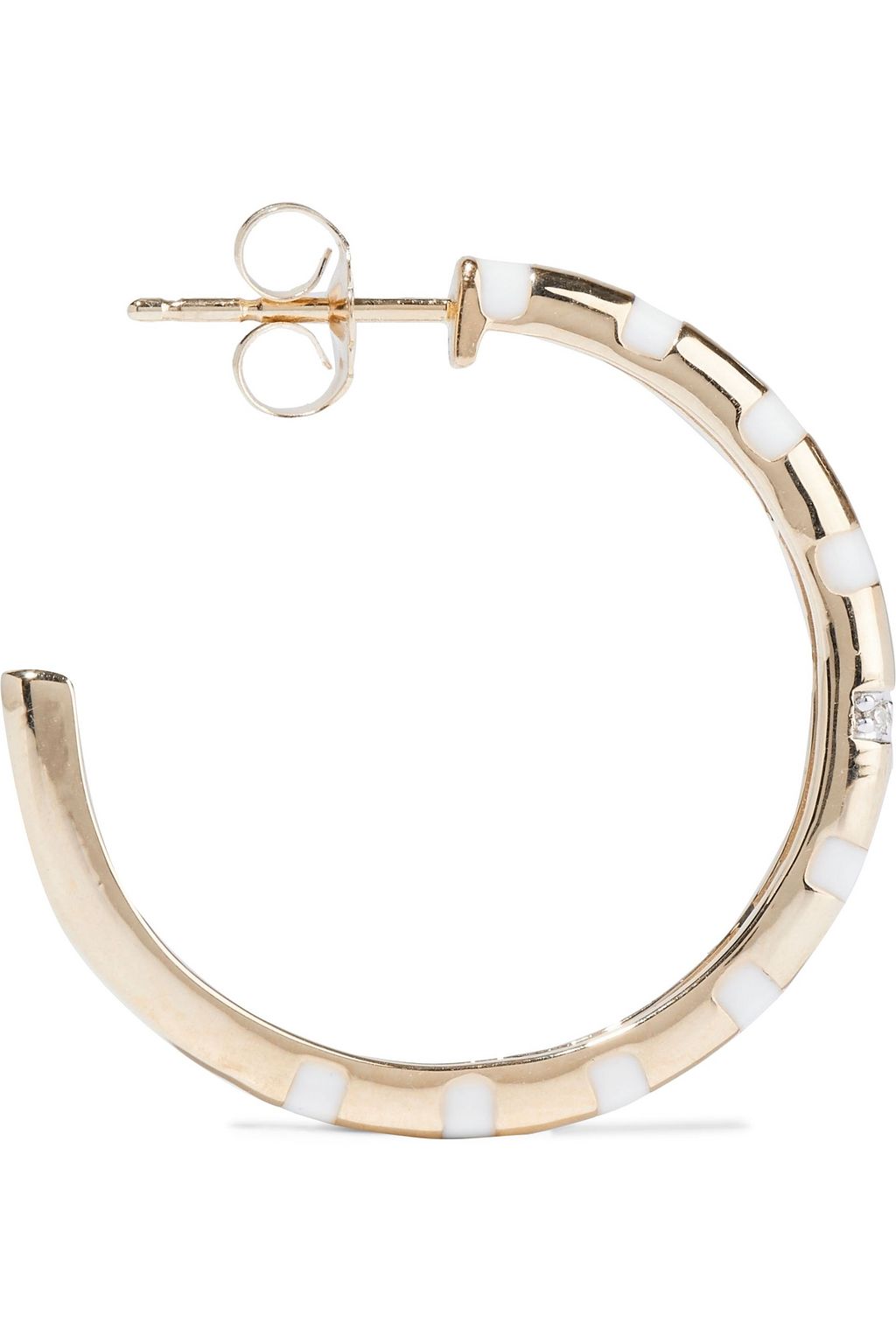 ADINA REYTER 14-karat gold, enamel and diamond hoop earrings