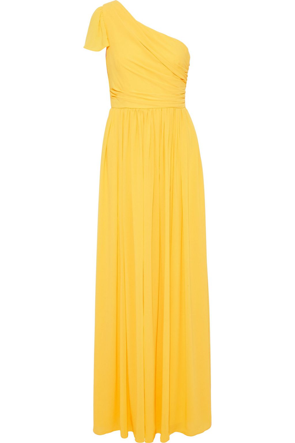 yellow one shoulder gown