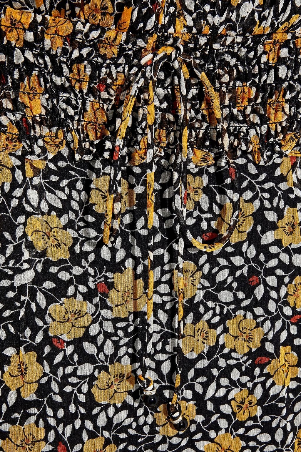 MIKAEL AGHAL Shirred floral-print georgette maxi dress