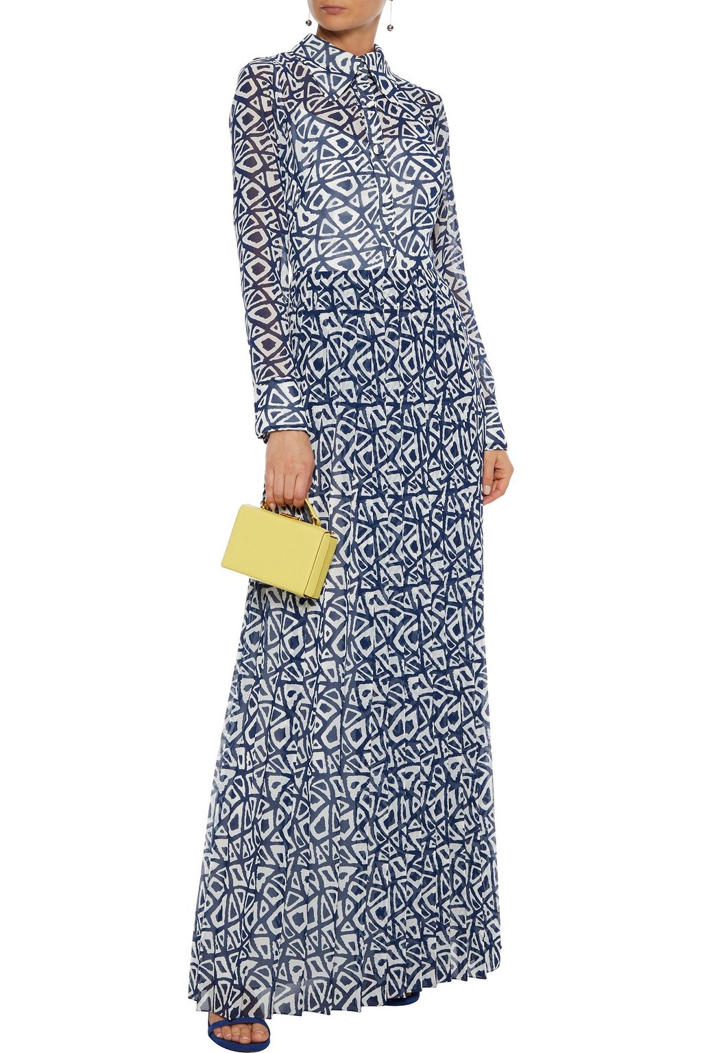 MIKAEL AGHAL Pleated printed chiffon maxi dress