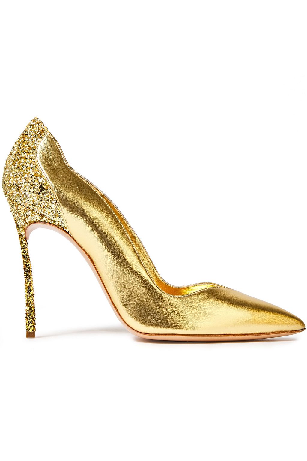 casadei gold heels